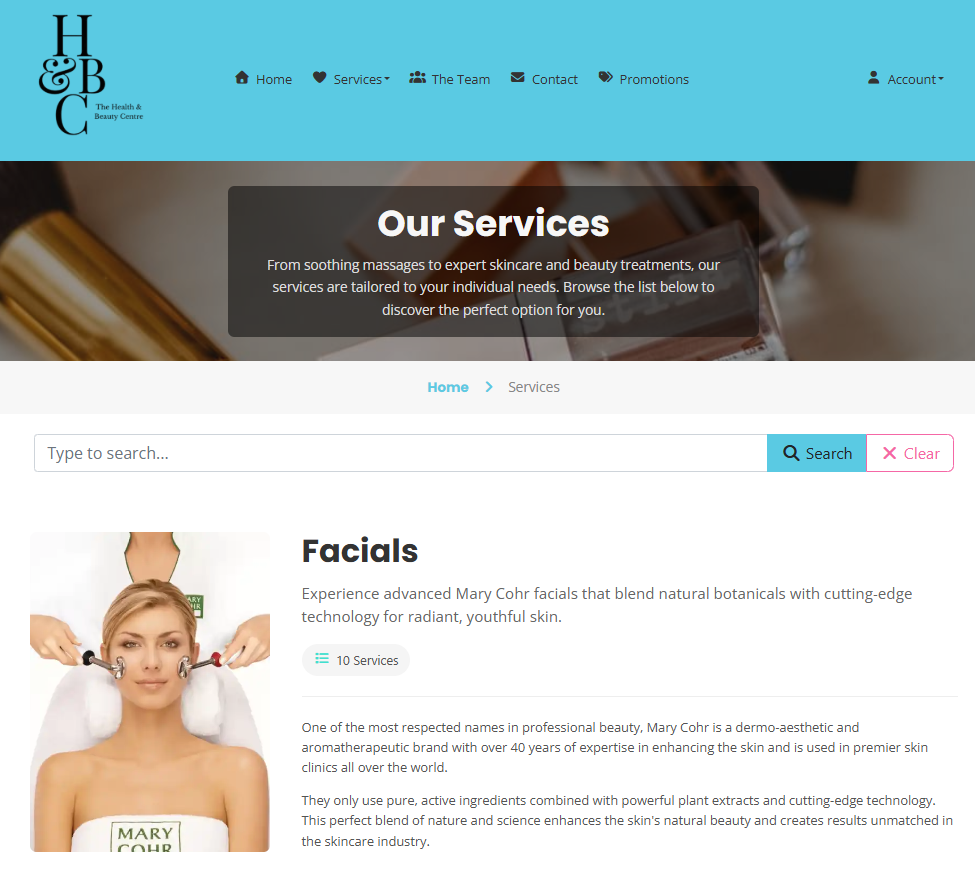 Snapshot of The Health & Beauty website